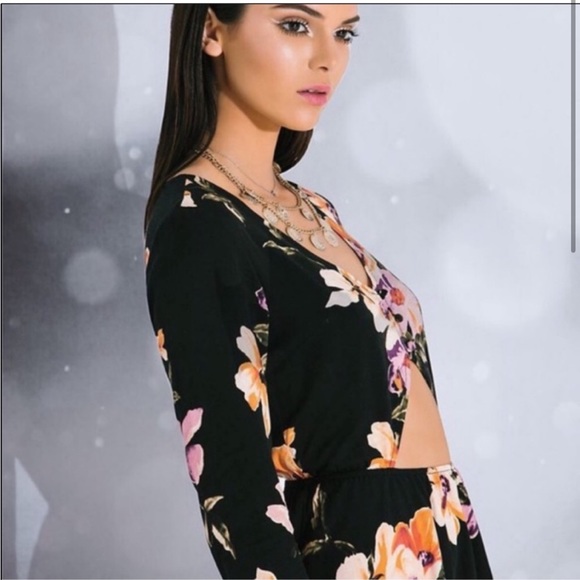 Kendall & Kyle Floral Long Sleeve Cutout Dress - Picture 2 of 8